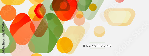 Color bubbles and rounded geometric shapes on white. Vector geometric minimal abstract background for wallpaper, banner, background, landing page