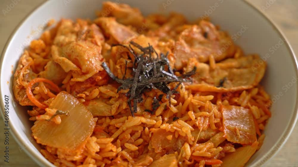 kimchi fried rice with pork sliced - Korean food style kimchi fried rice with pork sliced - Korean food style