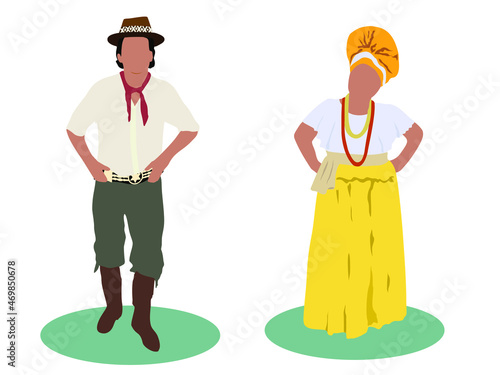  Brazilian Woman and man in Traditional Attire