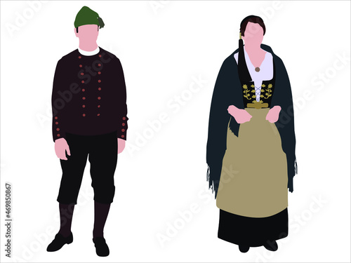 iceland man and woman in the traditional clothes Vector Illustration