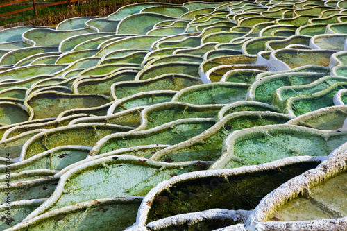Mineral terraces with curative water in Egerszalok thermal spa, Hungary
