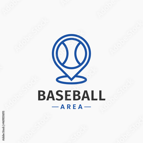 Baseball Area logo design. Baseball with Pin Point Location, for Baseball Playground logo design