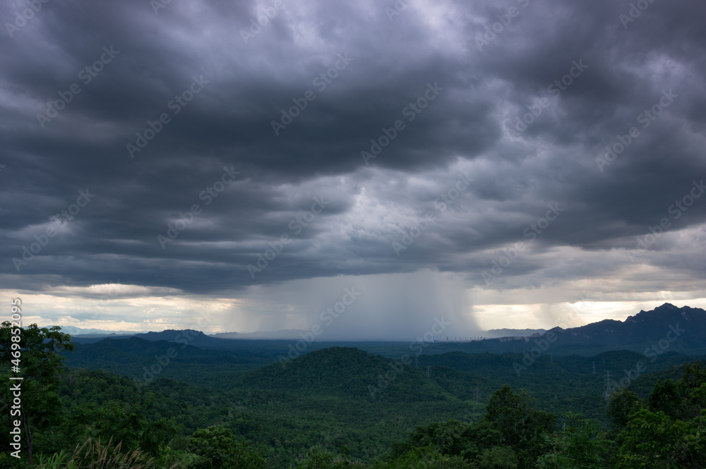 Nature environment Dark sky Big clouds Black moving storm clouds Thunderstorms on the horizon Time lapse Giant storms Fast moving Movie time Mea Mo, Lam pang Thailand.