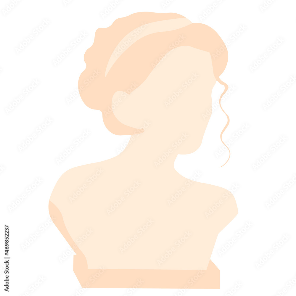 Antique statues vector stock illustration. marble obelisk. A woman's head.Mythical, ancient greek style. Roman ancient myth. History. Isolated on a white background.
