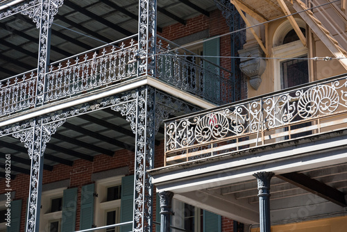 Scenic typical balcony at historic building in the French Quarter of New Orleans