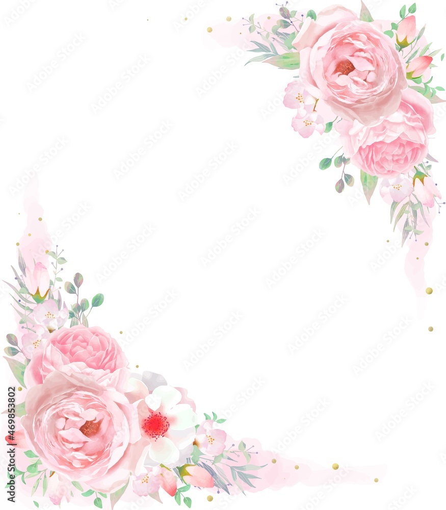 優しい色使いのピンク系のバラの花とリーフのフレームベクターイラスト素材
優しい色使いのピンク系のバラの花とリーフのフレームベクターイラスト素材