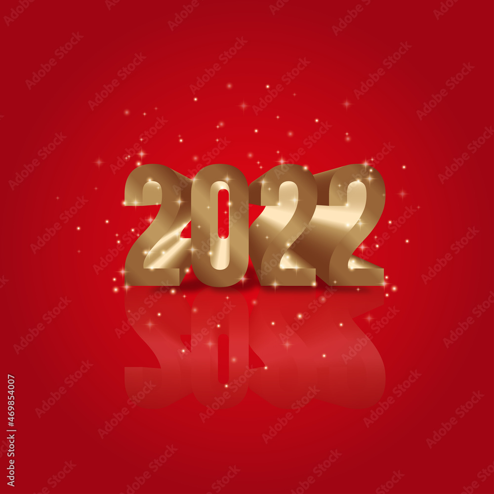 2022 3d illustration of sparkly new year numbers on red background 2022 3d illustration of sparkly new year numbers on red background