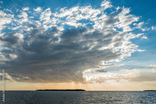 Scenic clouds during sunset over the sea in the Everglades NP