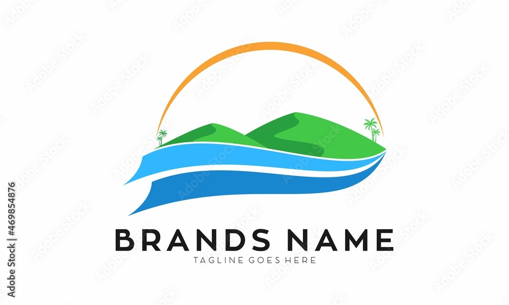 Desert and wave illustration vector logo Desert and wave illustration vector logo
