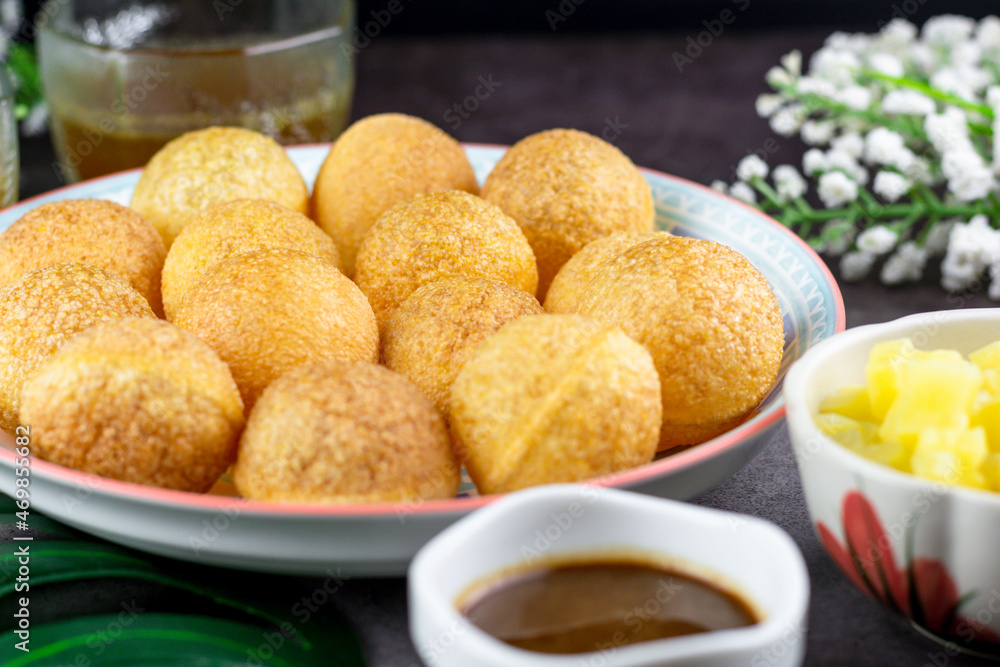 Indian traditional snack. Pani puri with boiled potato and sauce. Indian traditional snack. Pani puri with boiled potato and sauce.