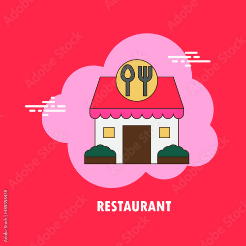 Restaurant bulding flat vector illustration design