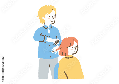 美容院にいる人_色