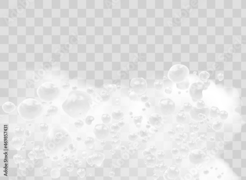 3d foam water, water with soap bubbles on a white background. Vector illustration.