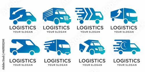  truck, Logistic delivery, fast shipping icon set  logo and business card design template Premium Vector