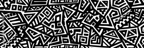Unique Geometric Vector Seamless Pattern made in ethnic style. Aztec textile print. African traditional design. Creative boho pattern. Perfect for site backgrounds, wrapping paper and fabric design.