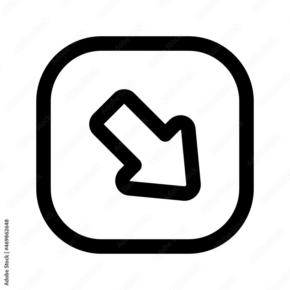 Illustration vector graphic icon of Down Right Arrow 1. Outline Style Icon. Vector illustration isolated on white background. Perfect for website or application design. Illustration vector graphic icon of Down Right Arrow 1. Outline Style Icon. Vector illustration isolated on white background. Perfect for website or application design.