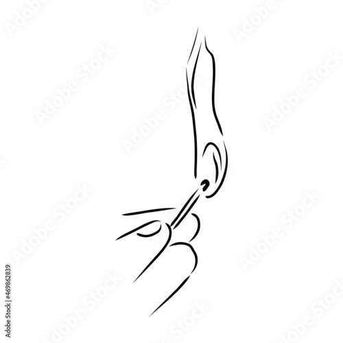 Cigarette lighter vector template isolated on a grey background. Outline technical sketch of accessories.