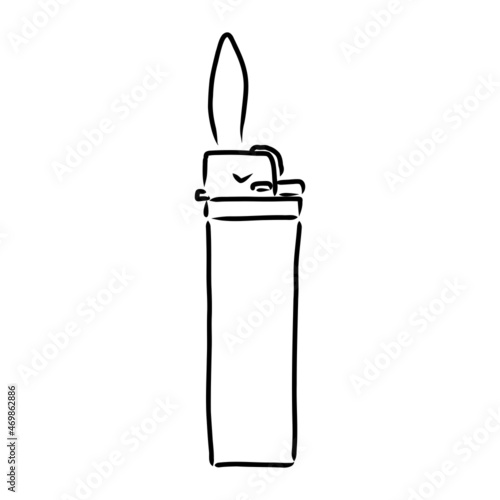 Cigarette lighter vector template isolated on a grey background. Outline technical sketch of accessories.