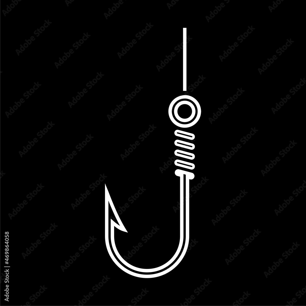 Fishing hook line icon isolated on dark background Fishing hook line icon isolated on dark background