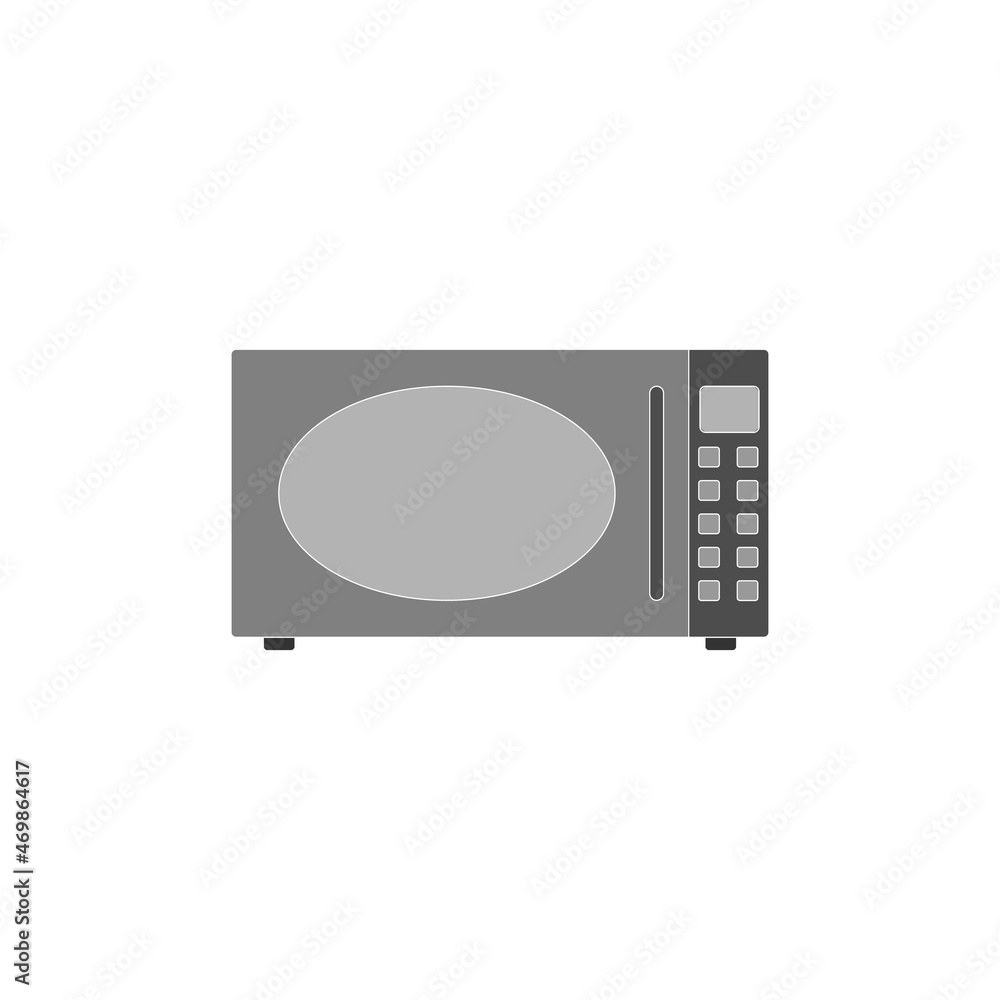 Obraz premium Microwave oven for heating and cooking black on a white background.