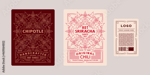 Template decorative label for chili sauce