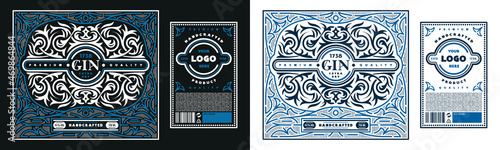 Template decorative label for gin and other alcohol drink