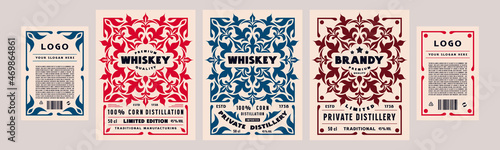 Template decorative label for whiskey, brandy
