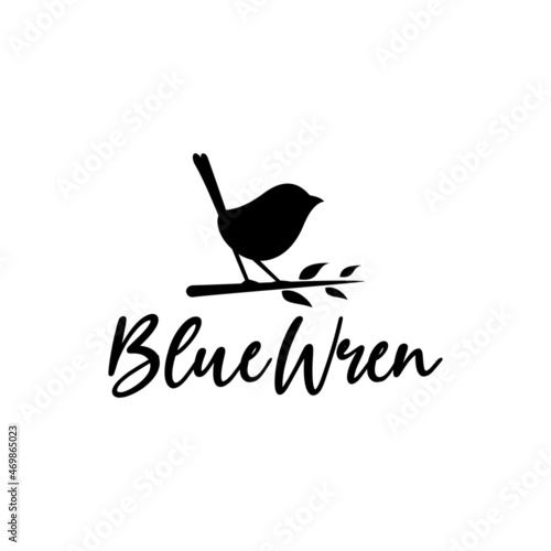Canvas Print blue Wren bird,vector illustration, silhouette logo