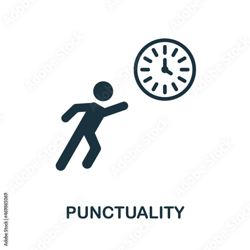 Punctuality icon. Monochrome sign from work ethic collection. Creative Punctuality icon illustration for web design, infographics and more