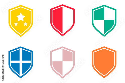 Shield, set of varied colored shields isolated on white background Security icon.