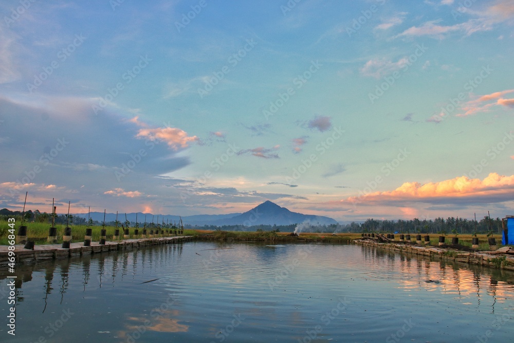 sunset over the river