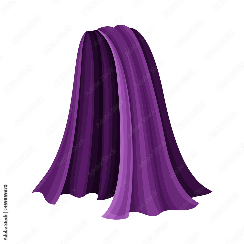 Purple Cloak or Cape as Loose Silk Garment Worn Over Clothing Vector Illustration