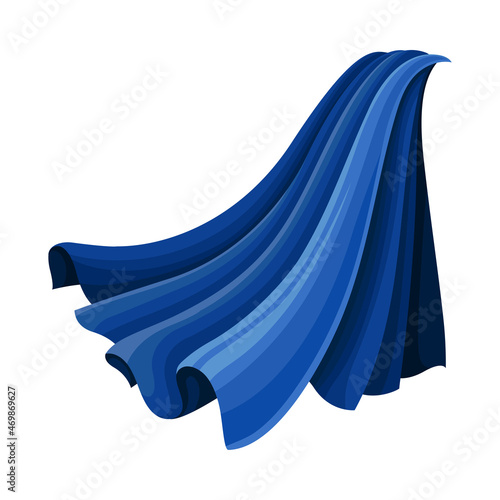 Blue Cloak or Cape as Loose Silk Garment Worn Over Clothing Vector Illustration
