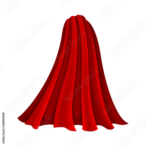 Red Cloak or Cape as Loose Silk Garment Worn Over Clothing Vector Illustration