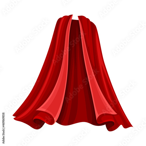 Red Cloak or Cape as Loose Silk Garment Worn Over Clothing Vector Illustration