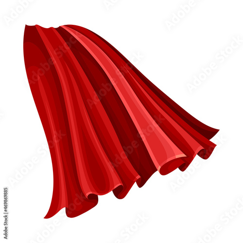 Red Cloak or Cape as Loose Silk Garment Worn Over Clothing Vector Illustration