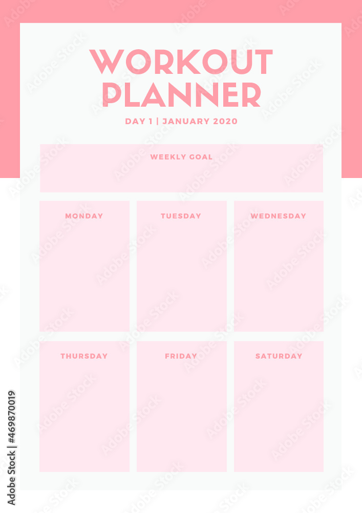 Fototapeta premium Pink Floral Illustration Workout Planner