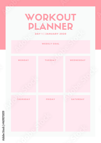 Pink Floral Illustration Workout Planner