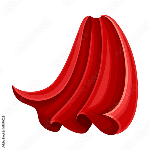 Red Cloak or Cape as Loose Silk Garment Worn Over Clothing Vector Illustration