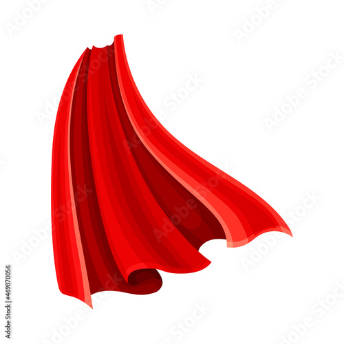 Red Cloak or Cape as Loose Silk Garment Worn Over Clothing Vector Illustration