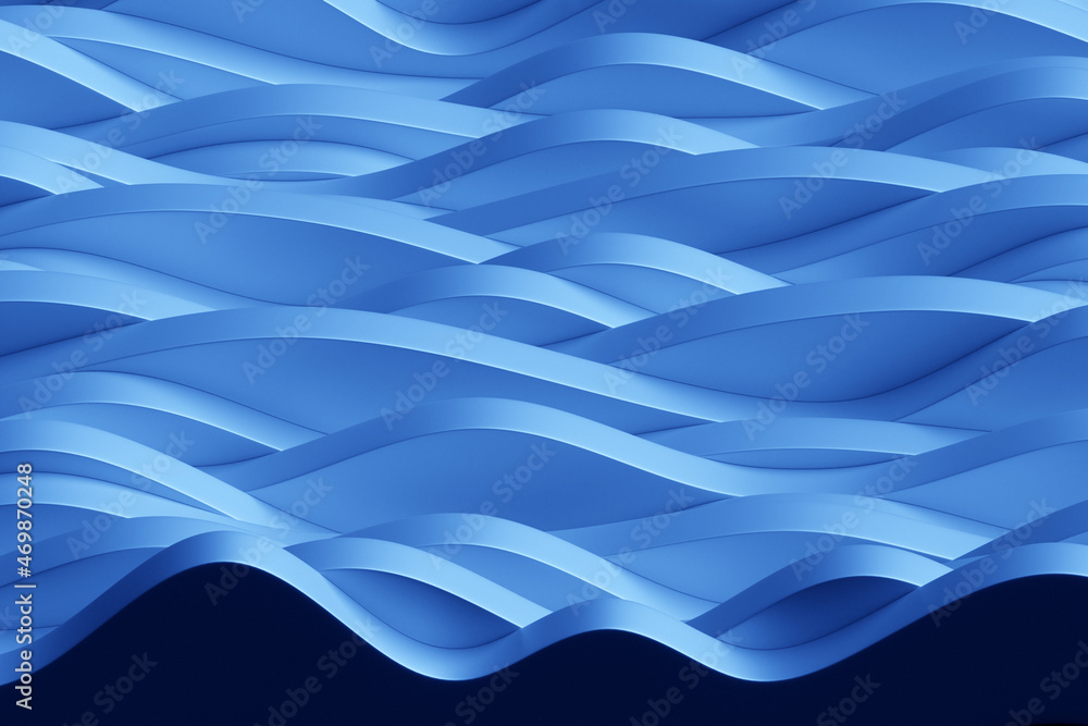 Obraz premium 3d Illustration rows of blue line .Geometric background, weave pattern.