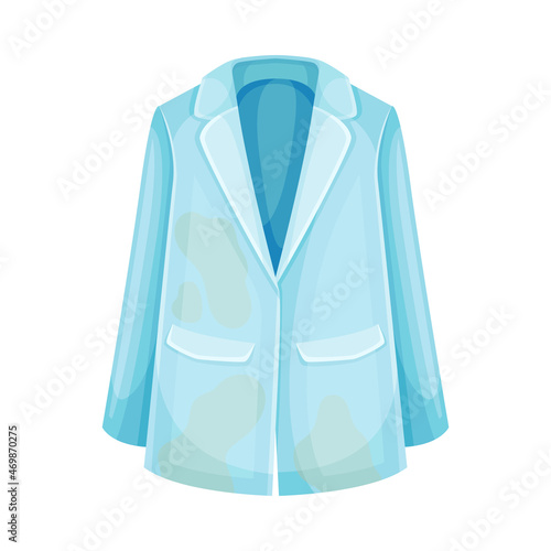Dirty Blue Jacket with Stain and Spots as Used Clothes for Laundry Vector Illustration