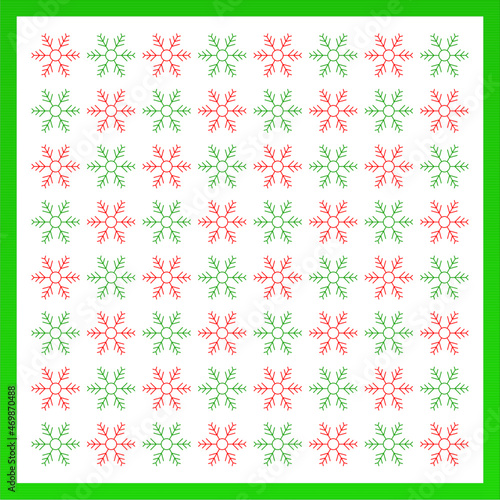 Line pine leaves red and green color on white paper Pattern for background copy write postcard Christmas day, greeting card, textile Fabric