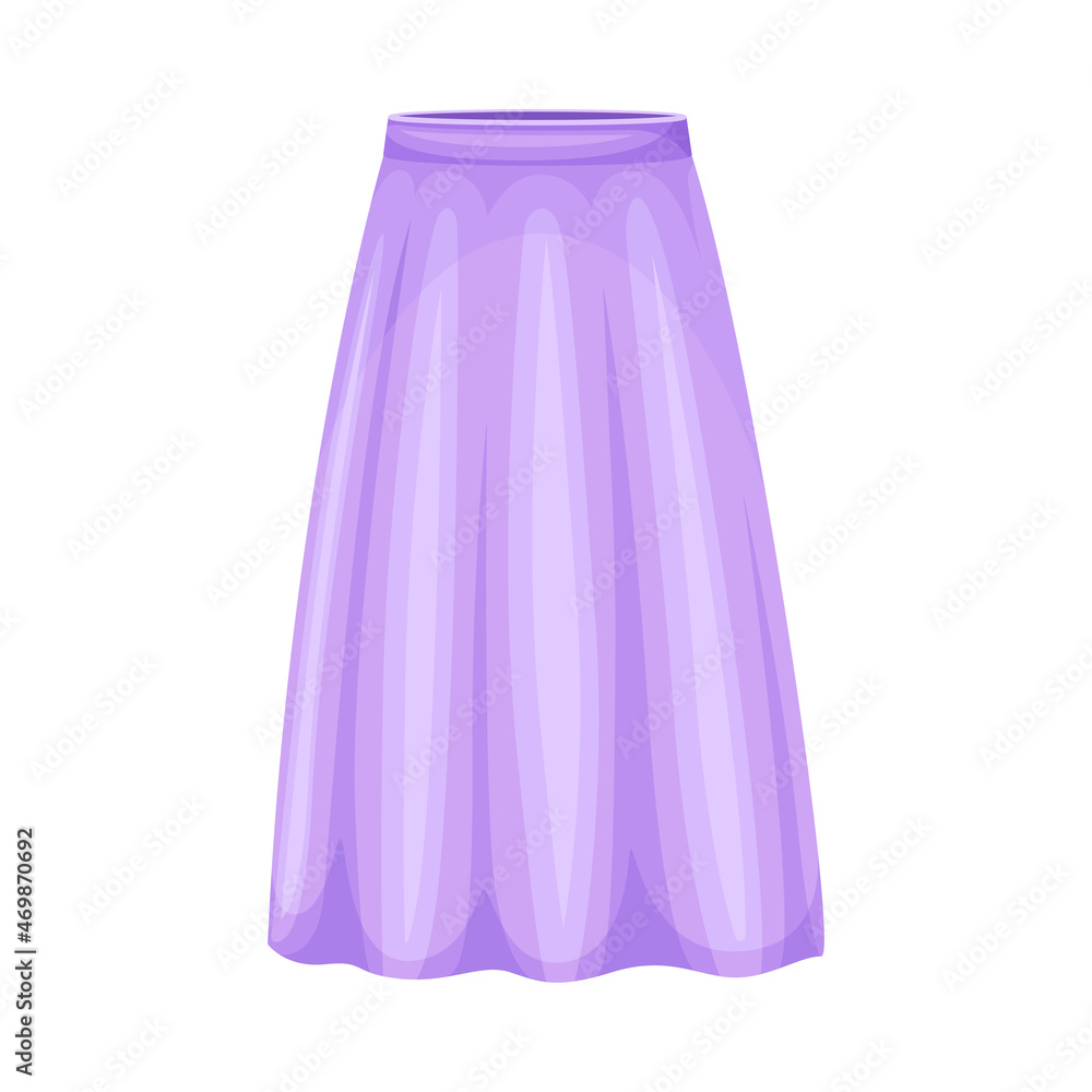 Flared Purple Skirt with High Waist as Neat and Clean Clothing Vector Illustration