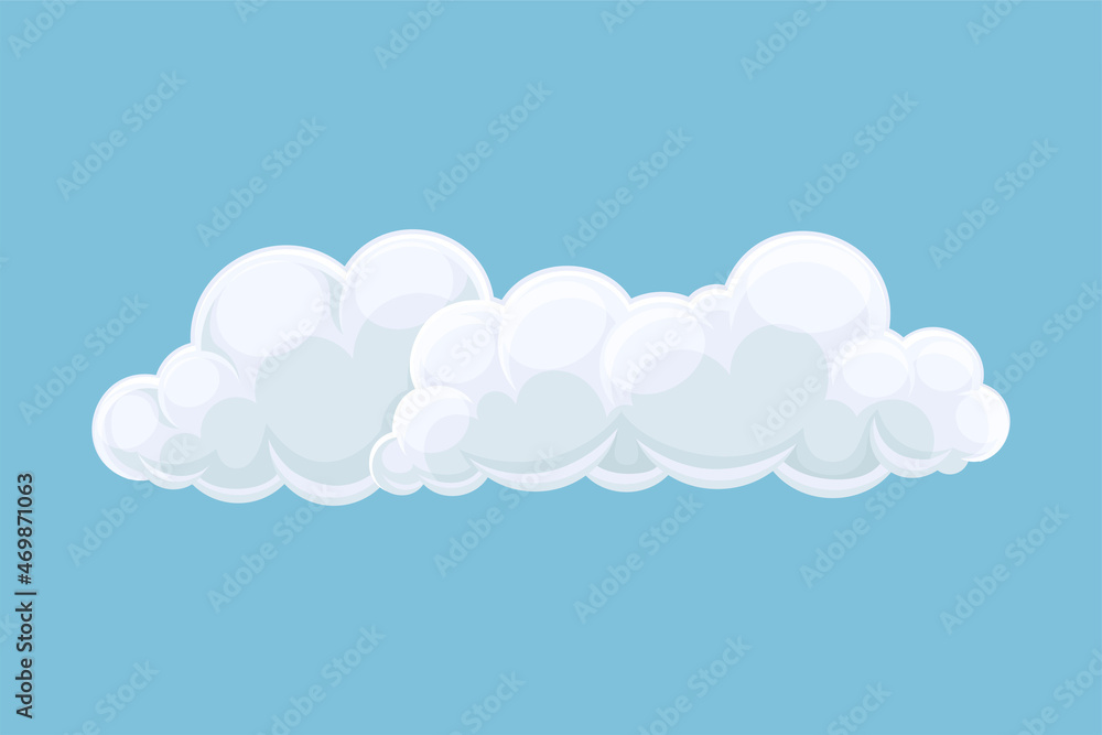 Blue sky with white fluffy cloud. Abstract cumulus cloud cartoon vector illustration Blue sky with white fluffy cloud. Abstract cumulus cloud cartoon vector illustration