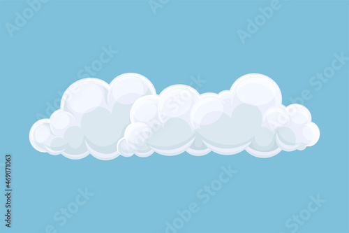 Blue sky with white fluffy cloud. Abstract cumulus cloud cartoon vector illustration
