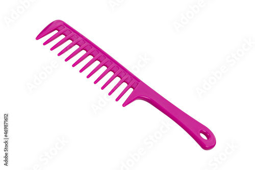 pink, female hairbrush isolated on white background.