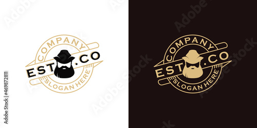 beard man logo vintage inspiration