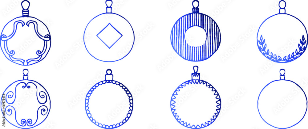 Christmas decorations Christmas ball isolated metallic vector elements. Christmas doodles Christmas decorations Christmas ball isolated metallic vector elements. Christmas doodles