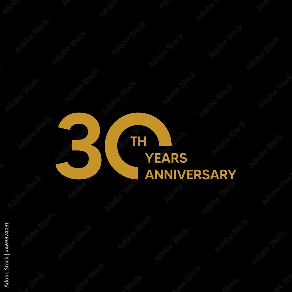 30th anniversary logo with gold color text on black background. vector - template - illustration 30th anniversary logo with gold color text on black background. vector - template - illustration